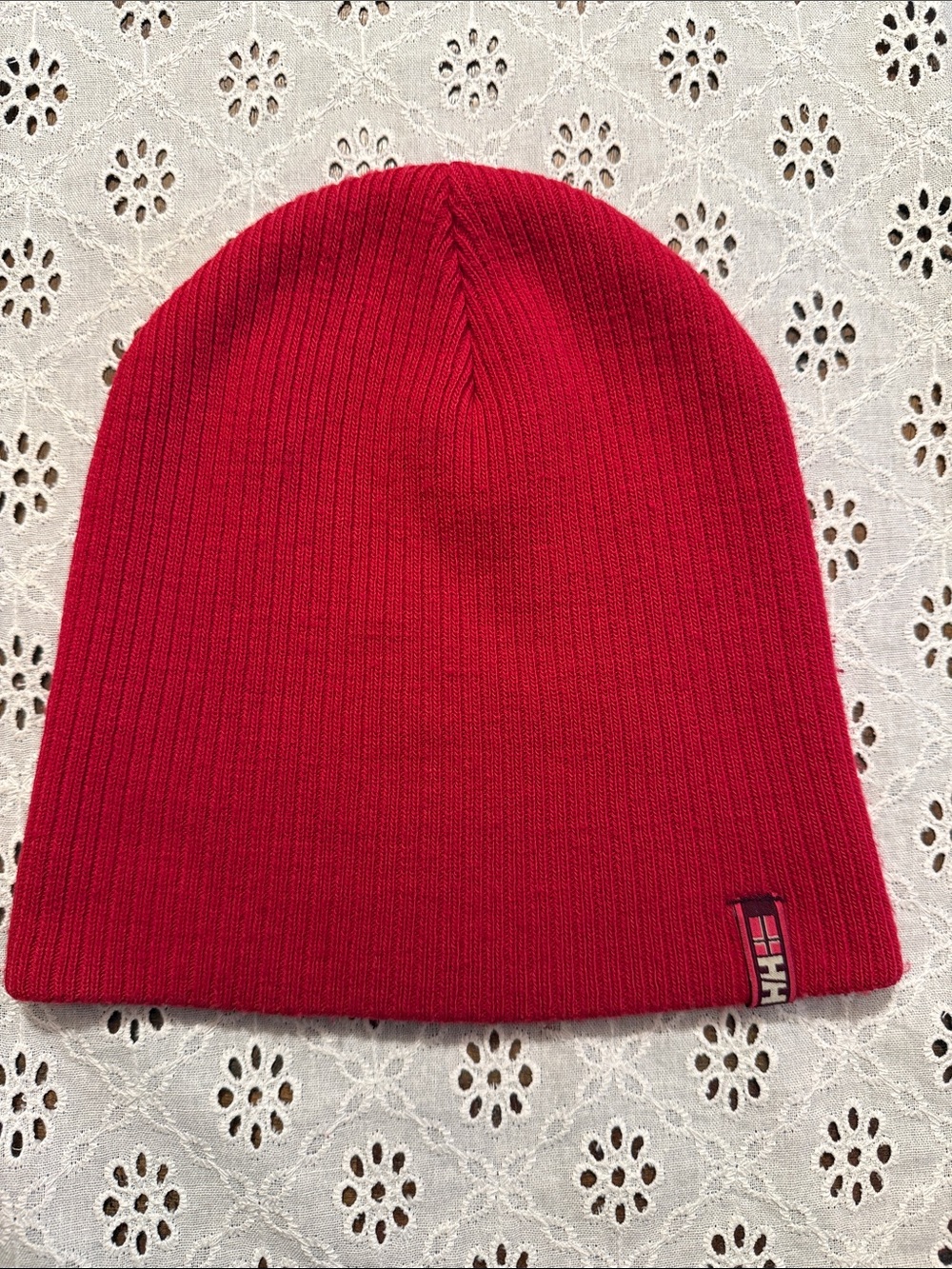Helly Hansen Red Ribbed Knit Beanie